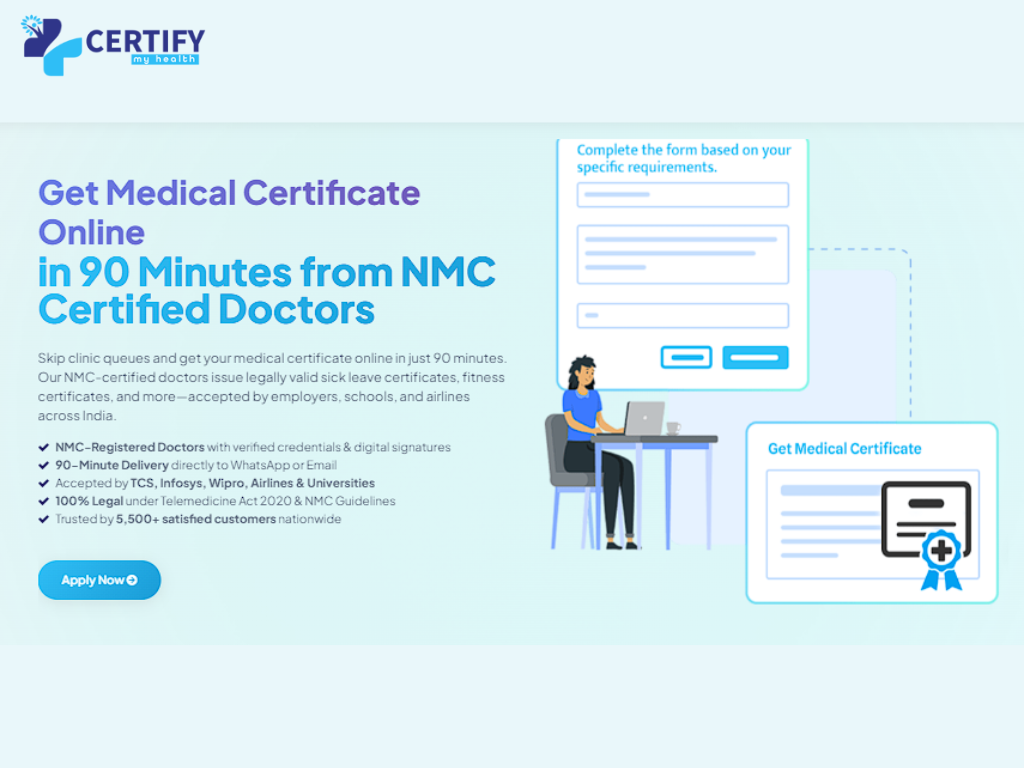 certifymyhealth Certify My Health-Medical Certificate Generator- home page